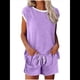 thumbnail image 1 of Conjunto de Pijama para Mujer, 2 Piezas, para Estar en Casa, con Camiseta de Corta y Pantalones Cortos, Ropa de Dormir Suave Púrpura XL, 1 of 7