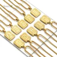 thumbnail image 4 of APIPEE Square Initial Letter Pendant Necklace for Men and Women – 18K Gold Plated Stainless Steel Alphabet Charm on Curb Chain, 4 of 9