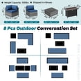 thumbnail image 4 of Walsunny 8 Pieces Patio Wicker Rattan Fire Pit Furniture Conversation Sets with Outdoor Sectional Sofa,45" Gas Propane Fire Pit Table,Glass Coffee Table,Silver Rattan Aegean Blue Cushion, 4 of 8
