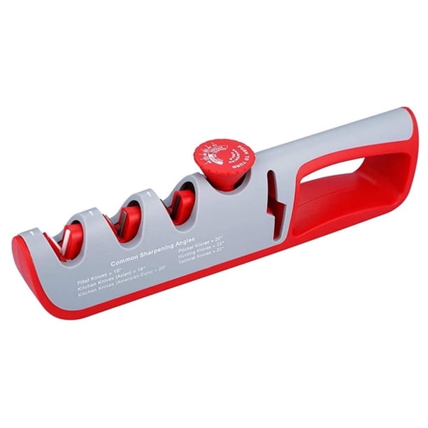 Afilador de Cuchillos 5 en 1, Pomo de Ángulo Ajustable, Tijeras de Cocina, Cuchillos de Acero, Herramienta de Afilado, Máquina de Molienda Manual de Diamantes de Tungsteno (Gris)