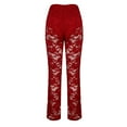 thumbnail image 5 of ABATAB Summer Pants for Women Lace See Through Flare Pants Stretchy Hollow out Floral Mesh Fashion Bootcut Leggings, 5 of 6