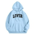 thumbnail image 4 of FASHOFT Womens Valentines Hoodies for Women Valentine Letter Print T-Shirt Long Sleeve Sweatshirt Holiday Casual Pullover Tops Light Blue L, 4 of 5