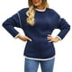 thumbnail image 1 of Gibobby Suéter mujer, Suéter Ligero de Cuello Redondo Suéter para Mujer, para otoño e invierno(Azul,XG), 1 of 3
