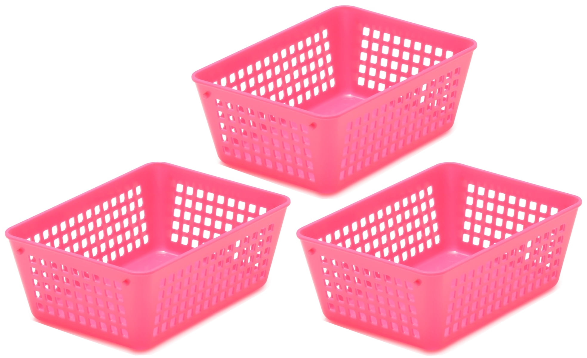 nicexmas 4pcs Small Plastic Baskets with Handles for Bathroom Kitchen Playroom Shopping, Size: 6.3 x 5.12 x 3.46