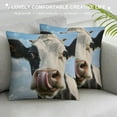 thumbnail image 3 of Qinduosi Farmhouse Pillow Covers Crazy Smiling Cow Pillow Cover Pillowcover Soft Double Side Print Sofa Linen Square Throw Pillowcovers " inch for Living Room Bedroom Car Decor, 3 of 5