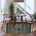 thumbnail image 3 of Turquoise Vintage Door Round Area Rug 7Ft Washable Circle Rugs for Dorm Laundry Room, Countryside Barn Abstract Art Non-Slip Carpet Floor Mats Indoor Outdoor Carpet Runner Aesthetic Home Decor, 3 of 8