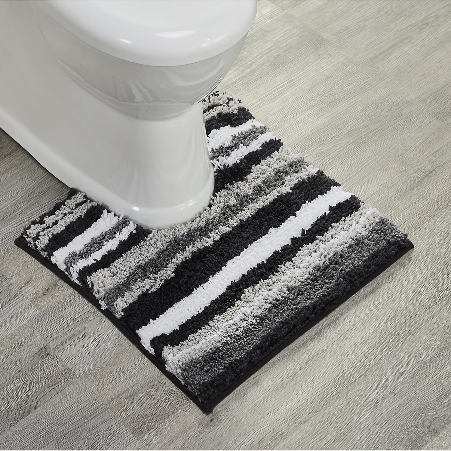 Better Trends 2 Piece Bathroom Rug Set 100% Polyester Soft Water Absorbent Non Slip Bath Mat Machine Washable Rug Griffie Collection - Gray