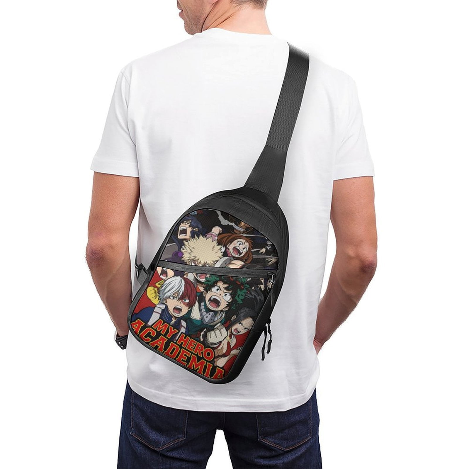 My Hero Academia Sling Bag Foldable Crossbody Bag Unisex Versatile Shoulder Bag Chest Pack Zipper for Gym Travel