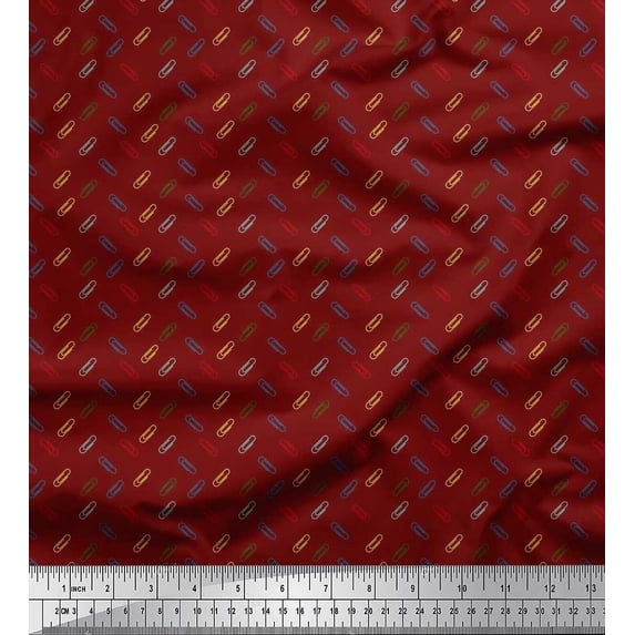 Soimoi Rayon Crepe Fabric Paper Clip Shirting Print Fabric by The Yard 46 Inch Wide