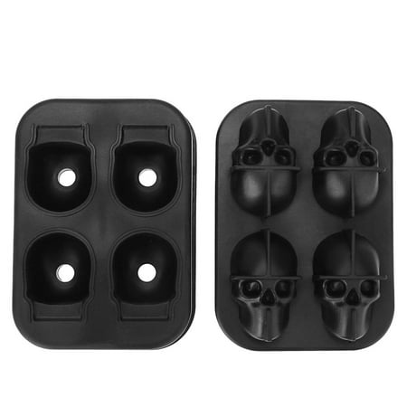 

AMNHDO 4 Holes Silicone Bones Skull Ice Cube Mold Cake Candy Tray Halloween Gift