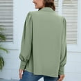 thumbnail image 4 of SWSMCLT Women's Button Down Shirt Soft Shirt Spring Button Sleeve Top Chiffon Casual Elegant Fashion Green Small, 4 of 4