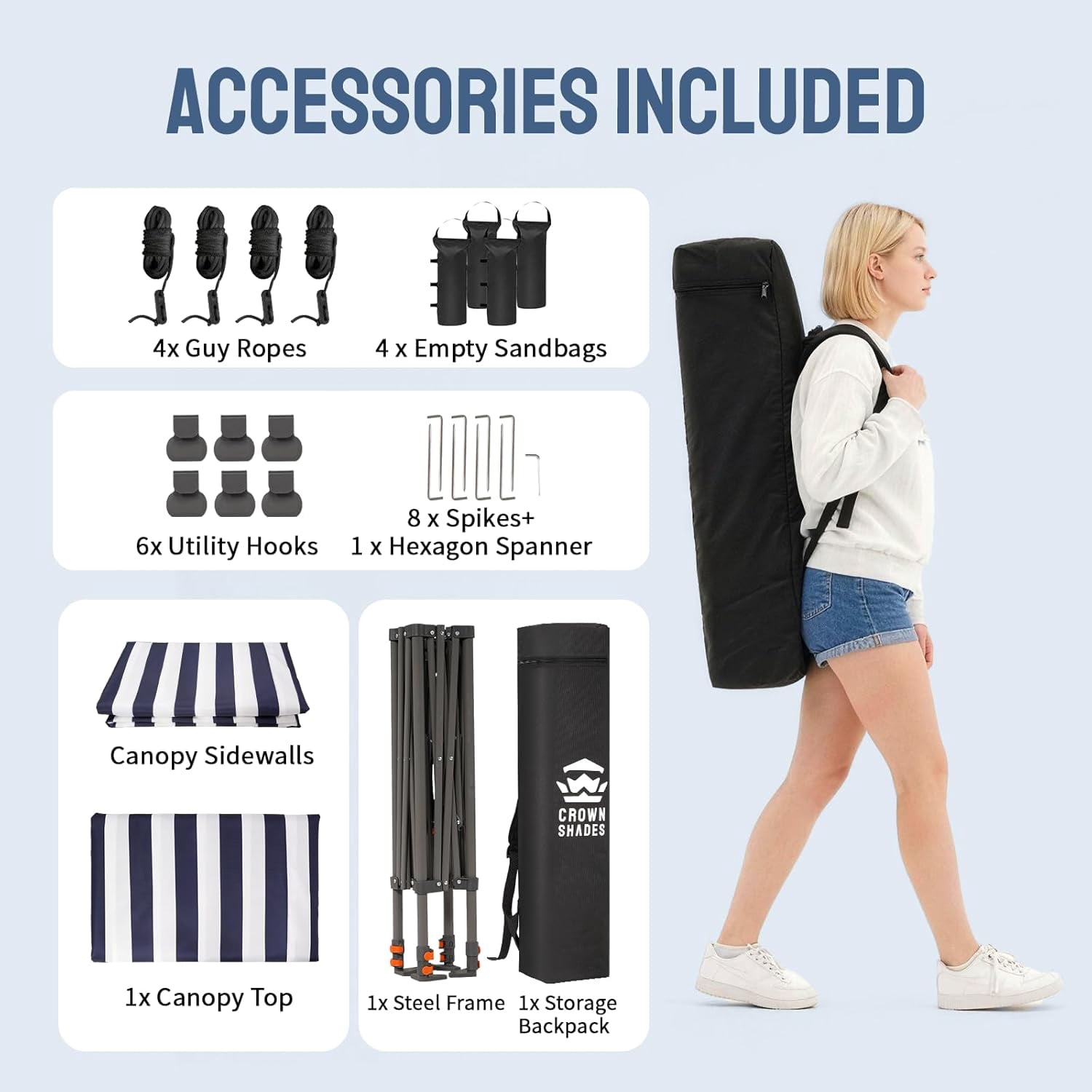 CROWN SHADES 4x4 Pop Up Changing Tent Patented One Push Setup Portable Changing Room Privacy Canopy for Camping Bule/White