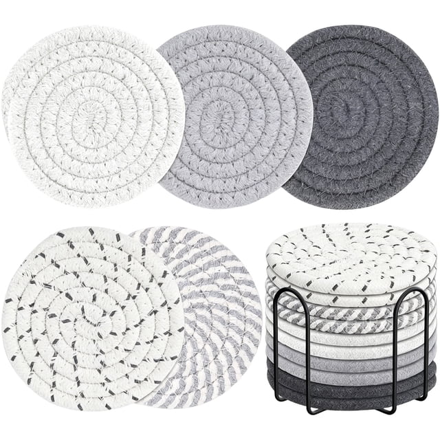 10Pcs Coffee Cup Coaster, Trivets for Hot Dishes, Hot Pots and Pans, Thick Heat Resistant Large Coaster for Kitchen, Hot Pads, Kitchen Essentials, Kitchen Decor for Table & Countertop, C