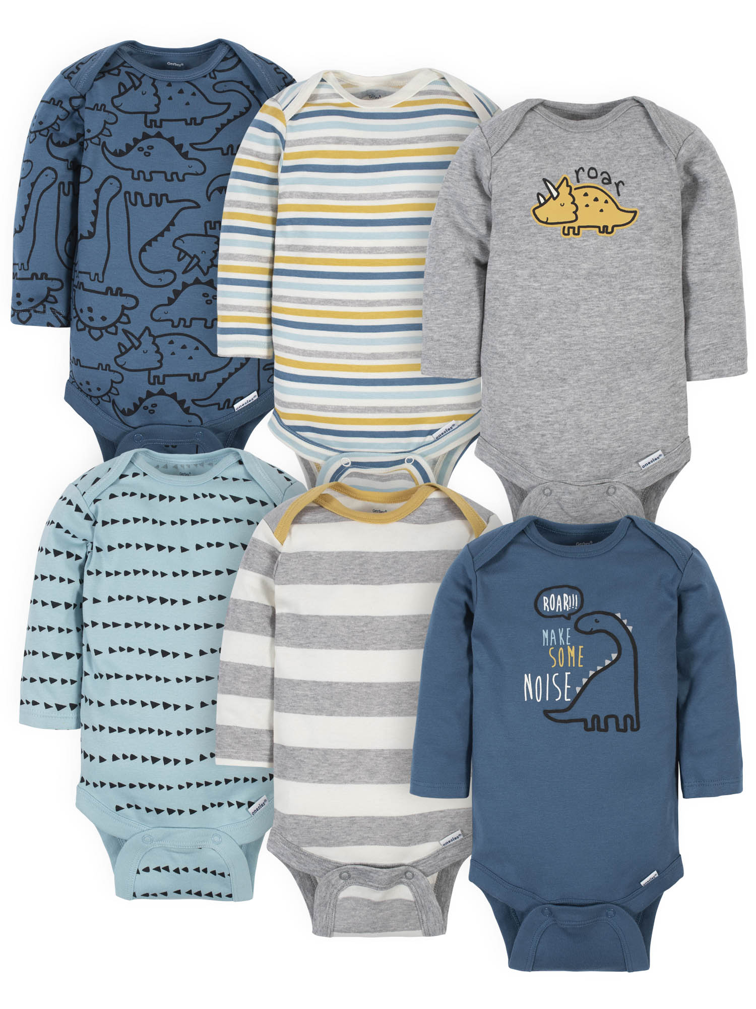 Gerber Gerber Baby Boys Long Sleeve Onesies Bodysuits 6 Pack