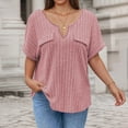 thumbnail image 4 of Mifsaly Womens V Neck Short Sleeve Tops Summer Ribbed Knit Oversized T Shirts Casual Loose Fit Flattering Daily Wear Soft Breathable Comfy Basic Top XXXXXL, 4 of 5