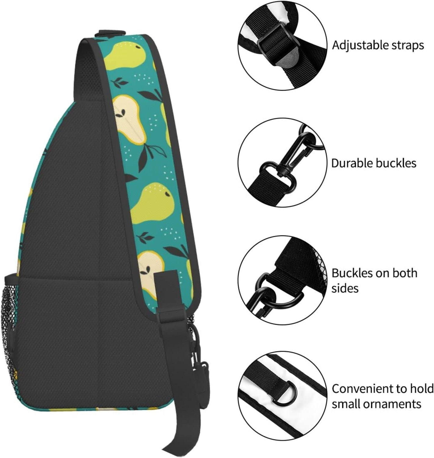 Fruit Pear Pattern Sling Bag Crossbody Hiking Travel Chest Bags Backpack Shoulder Daypack for Women Men