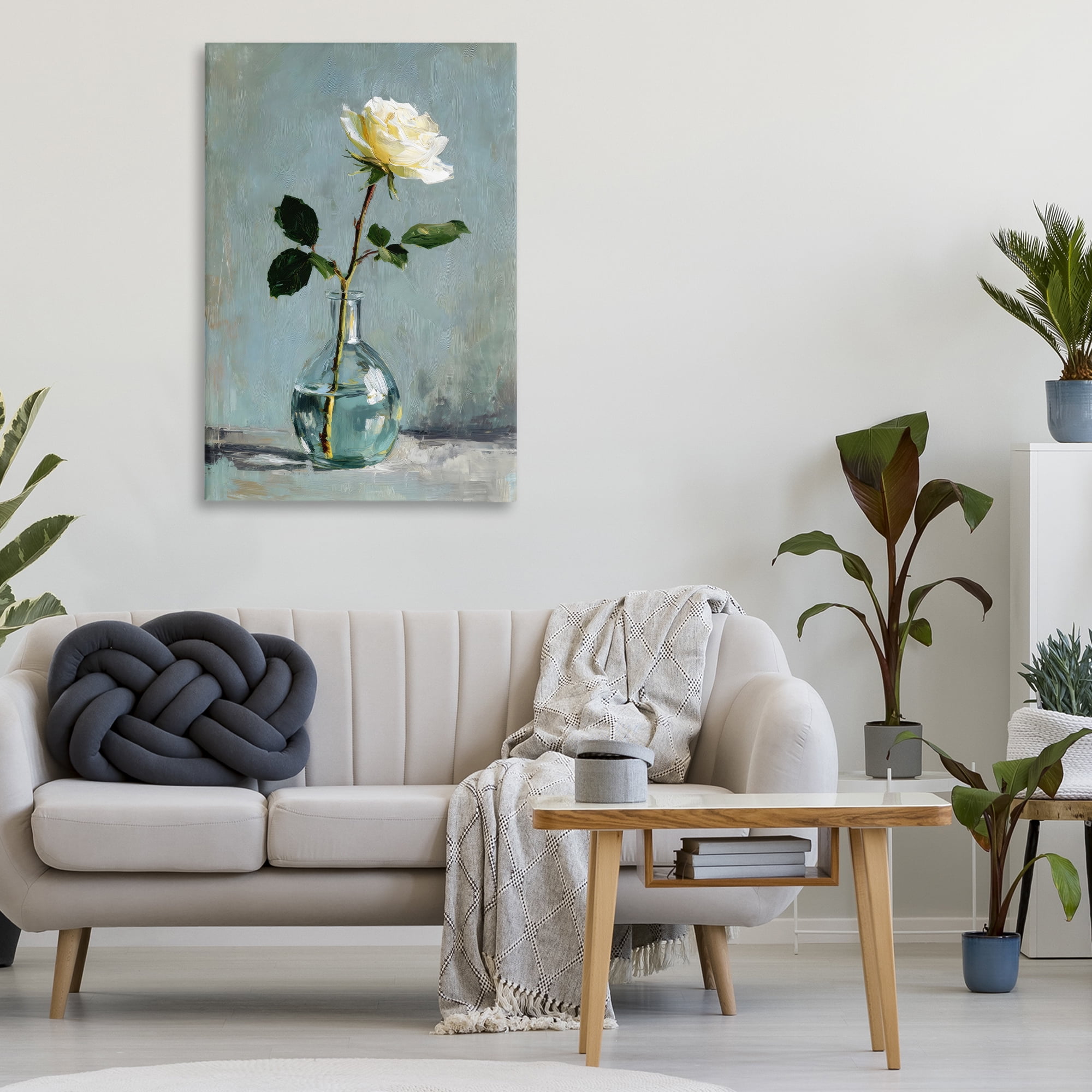 Stupell Industries Sweet White Rose in Vase Canvas Wall Art, design by Petal Prints Design