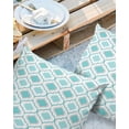 thumbnail image 2 of Pack of 2 Outdoor Pillow Covers, Teal Green Turquoise Moroccan Pattern Geometric Waterproof Square Throw Pillowcase Cushion Decorative Pillow Covers for Couch Patio Tent, 16x16 in, 2 of 6