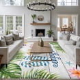thumbnail image 3 of Non-Slip Rug Pad Rugs Summer Beach Tropical Leaves Rectangle Area Rugs 5x7Ft Soft Carpet Pads for Living Room Kids Room, Slippers on White Plank, 3 of 9