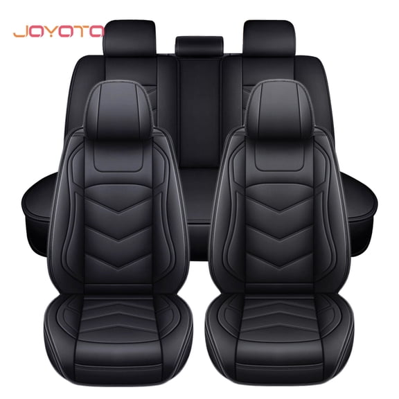 Car Seat Cover for Ford Fusion 5 Seats, PU Leather Auto Cushion Protector Front Rear Full Set for EcoSport | Edge | Fiesta | C-Max Hybrid Black