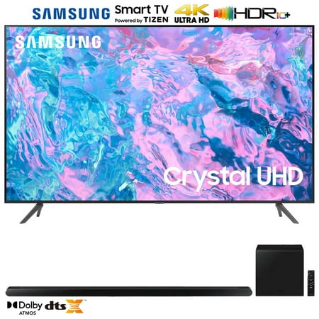 Samsung UN55CU7000 55 inch Crystal UHD 4K Smart TV (2023 Model) Bundle with Samsung HW-S800B 3.2.1ch Soundbar (Black) with Wireless Dolby Atmos DTS:X