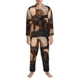 thumbnail image 3 of Picia Sky Sunset Bronze Dragon Pattern Men’s Long-Sleeve Sleepwear Set - Soft 2-Piece Loungewear with Pockets, Comfy PJs for Relaxing Nights-Medium, 3 of 7