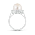 thumbnail image 2 of ANGARA Freshwater Cultured Pearl Ring with Floral Halo in 14K White Gold for Women | June Birthstone, Birthday, Anniversary, Jewelry Gift for Women | Natural Pearl Ring, 2 of 8