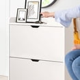 thumbnail image 5 of golytefs 2-Tier Wooden Shoe Organizer Cabinet with Flip Drawers Narrow Shoe Storage Cabinet Space Saving Free-standing Shoe Cabinet for Bedroom Living Room, 5 of 9