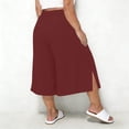 thumbnail image 3 of Diufon Women's Plus Size Capris High Waisted Side Slit Wide Leg Pants with Pockets Summer Casual Trousers, 3 of 8