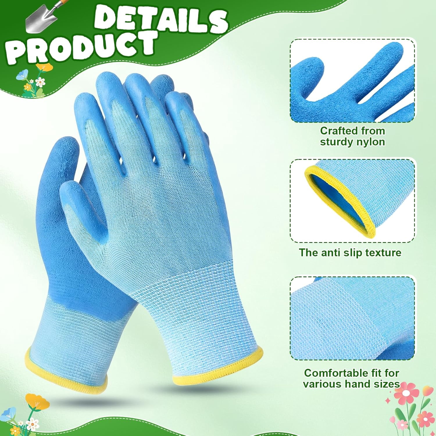 30 Pairs Kids Gardening Gloves Non Slip Garden Gloves for Toddler Youth Girls Boys Safety Rubber