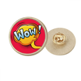 thumbnail image 1 of Cartoon Word Dialog Art Deco Fashion Round Metal Golden Pin Brooch Clip, 1 of 3