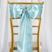 Efavormart 25pcs Light Blue SATIN Chair Sashes Tie Bows for Wedding Events Decor Chair Bow Sash Party Decoration Supplies  6 x106"