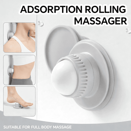 Wall-Mounted Muscle Roller Massage Ball – 360° Rotating Silicone Massager for Back, Neck, and Shoulder Pain Relief – No Drill Installation, Suction Design, Suitable for Smooth Walls & Glass