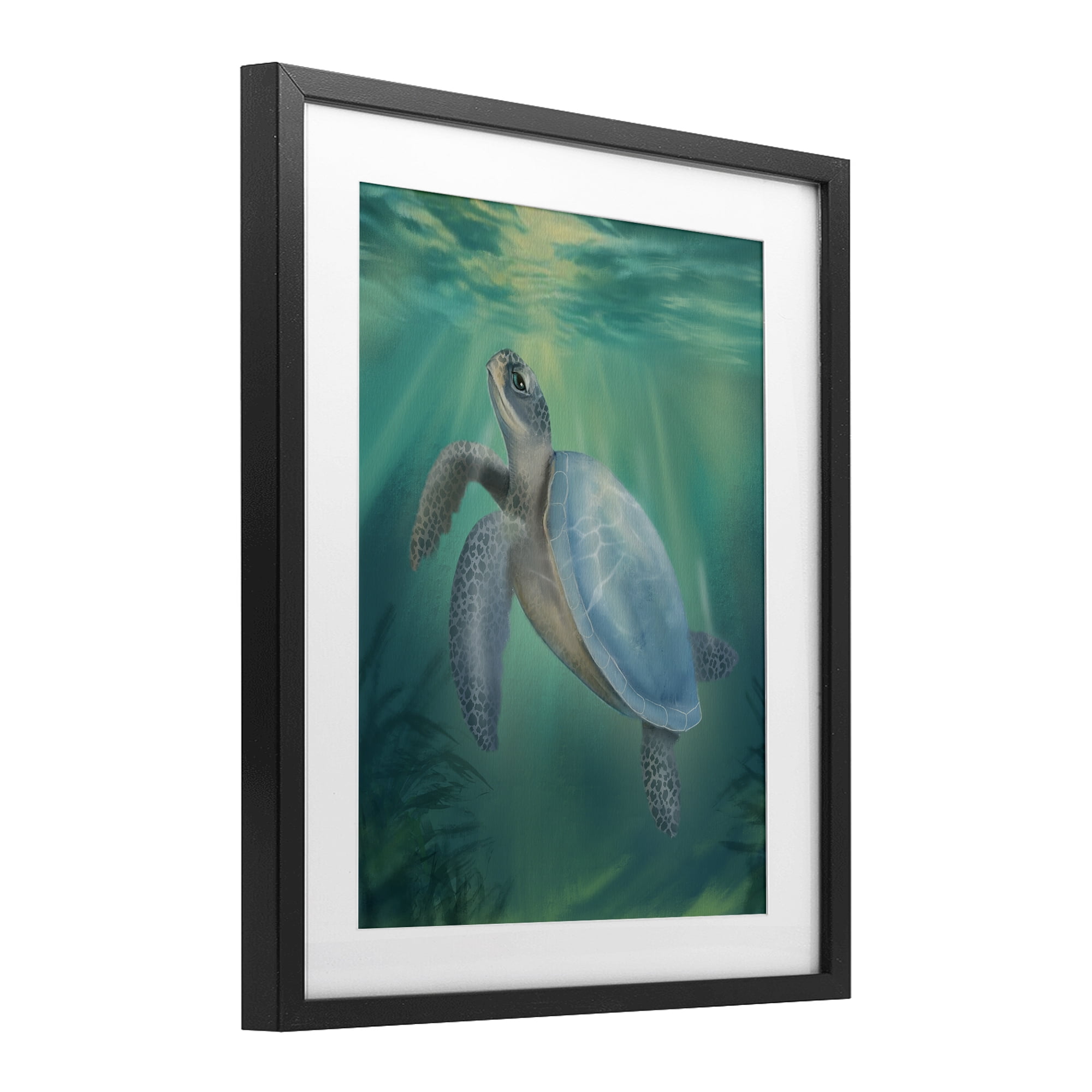 Stupell Industries Coastal Beach Sea Turtle Black Framed Print Under Glass, design by Matthew Piotrowicz