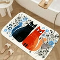 thumbnail image 6 of 1pc Two Cats with Floral Absorbent Non-Slip Bathroom Thickened Flannel Rug Decor,Soft,Quick Drying,Suitable For Indoor/outdoor Use,Bathrooms,Bedrooms,Kitchens,Terrace,Laundry Rooms,16"x24", 6 of 9