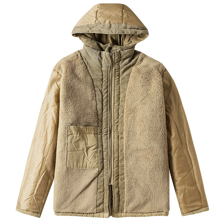 WREESH Mens Cargo Jacket Fleece Cotton Military Jackets Mid