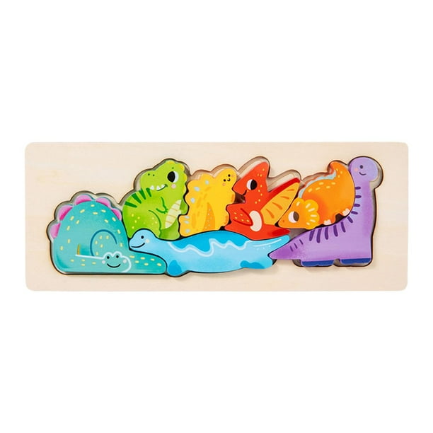 Rompecabezas de madera para niños, juguetes educativos, tableros de rompecabezas de dibujos animados Dinosaurios