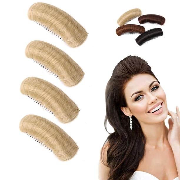 Almohadilla para el cabello invisible y esponjosa, para rubio y negro, almohadilla para el cabello con volumen aumentado, clip para el cabello natural para dar volumen (rubio*4)