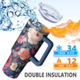 thumbnail image 5 of OBREWU Pioneer Flower Tumbler with Handle and Lid,Pioneer Flower 40oz Double Wall Vacuum Insulated Tumbler,Cups Gift for Women and Men, 5 of 7