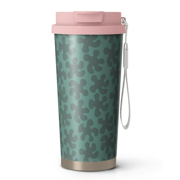 18oz Travel Coffee Mug with Strap, 316 Stainless Steel Vacuum Insulated Tumbler, 2-in-1 Straw Lid, Camouflage Print