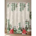 thumbnail image 4 of Christmas Poinsettia Long Shower Curtain Set, Waterproof Shower Curtains for Bathroom, Xmas Eucalyptus Botanical Vintage Washable Fabric Cloth Bath Curtain for Bathtub with Hooks 72x84 Inches, 4 of 6