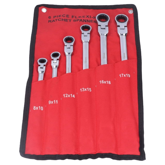 Llave de trinquete de doble extremo, 6 piezas Llave de trinquete métrica de doble extremo Llave de trinquete de dientes Probada y confiable Jadeshay A