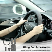 Bling Crystal Diamond Steering Wheel Cover, 9Pcs Shiny Rhinestone Sparkling Car Interior Decorations, Car Accessories for Women Girls, Universal Fit 14-15inch