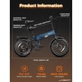 thumbnail image 6 of Jasion Hunter Pro Electric Bike for Adults, 750W Rated Folding Ebike with 48V 15AH Removable Battery, 20" x 4.0 Fat Tire Foldable Electric Bicycle, 80 Miles Range, App Control, Blue, 6 of 11