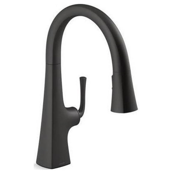 Kohler K-22063-BL Graze Secondary Pull-Down Kitchen Faucet, Matte Black