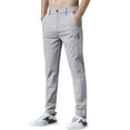 thumbnail image 2 of YMNXA Men's Casual Pants Elastic Waist Solid Color Comfortable Lightweight Slim Fit Trousers With Pockets For Daily Wear And Outdoor Activities,Light Gray,30, 2 of 5