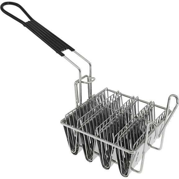 ACDANC Taco Fryer Basket Taco Shells Mold for Frying,4 Shells Stainless Steel Taco Shell Fryer Dishwasher Safe Tortilla Fry Basket with Detachable Rubber Grip Handle for Burritos and Tortillas Taco