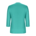 thumbnail image 5 of YHAJDS Women's Casual Tops Solid Color V Neck Quarter Sleeve Fashionable T Shirt Casual Top, 5 of 5