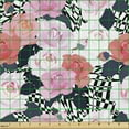 thumbnail image 2 of Floral Fabric by the Yard, Modern Design Rose Bouquets on Quirky Geometric Background Illustration, Upholstery Fabric for Dining Chairs Home Decor Accents, Pale Pink Coral Grey by Ambesonne, 2 of 5