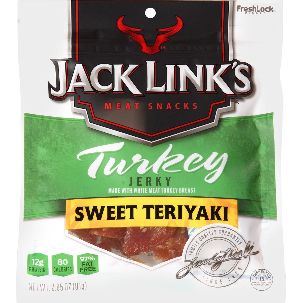 Jack Link's Turkey Jerky, Protein Snack, Sweet Teriyaki, 2.85oz